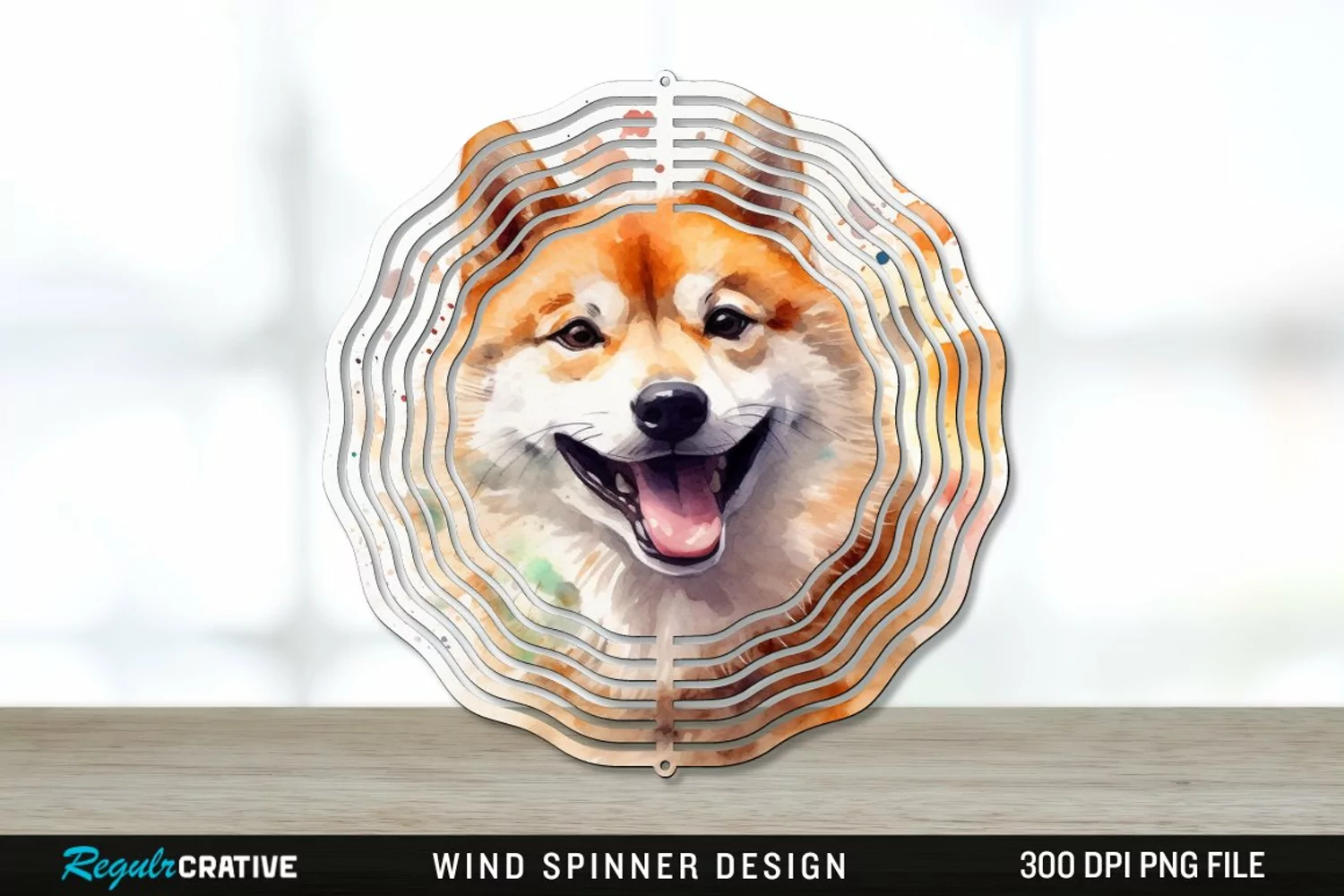 Watercolor Shiba Inu Dog Wind Spinner Sublimation PNG product image 1