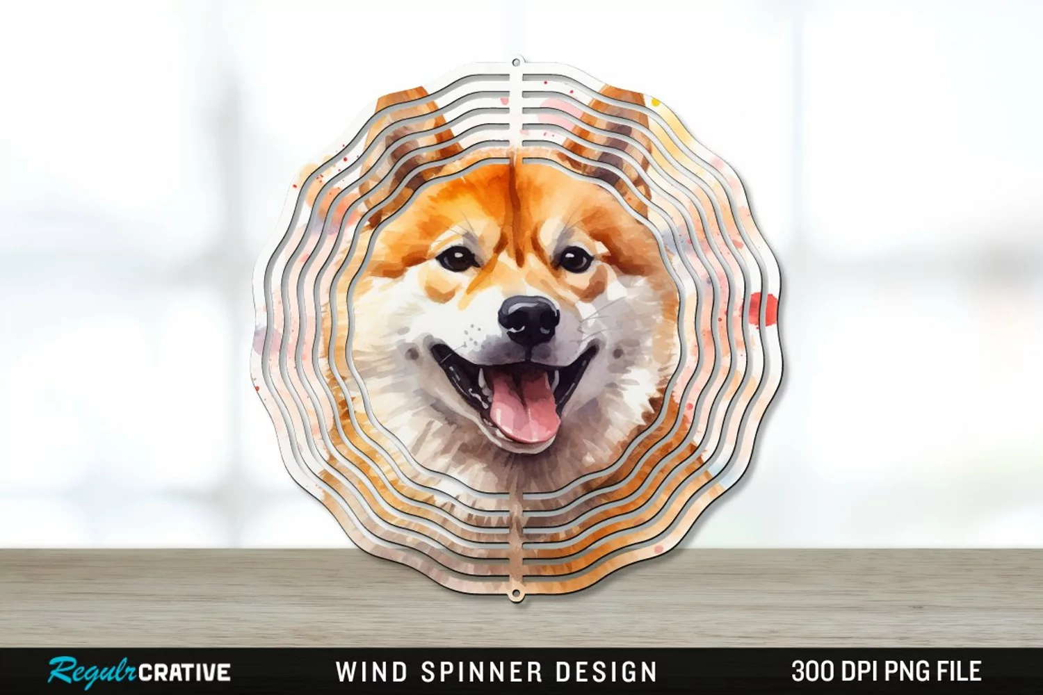 Watercolor Shiba Inu Dog Wind Spinner Sublimation PNG product image 1