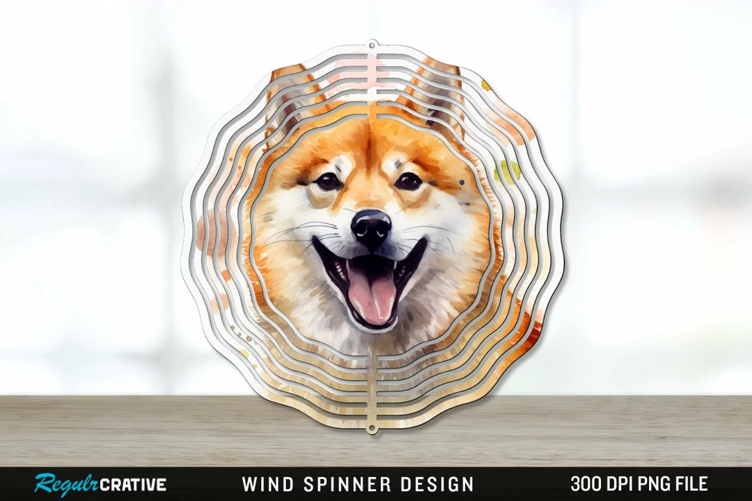 Watercolor Shiba Inu Dog Wind Spinner Sublimation PNG product image 1