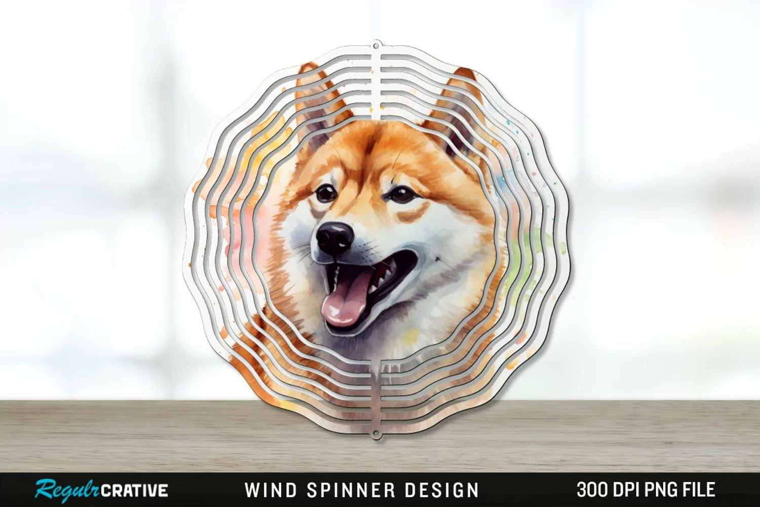 Watercolor Shiba Inu Dog Wind Spinner Sublimation PNG product image 1