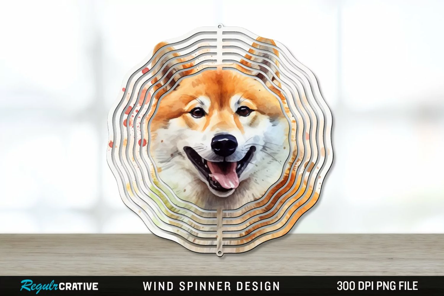 Watercolor Shiba Inu Dog Wind Spinner Sublimation PNG product image 1