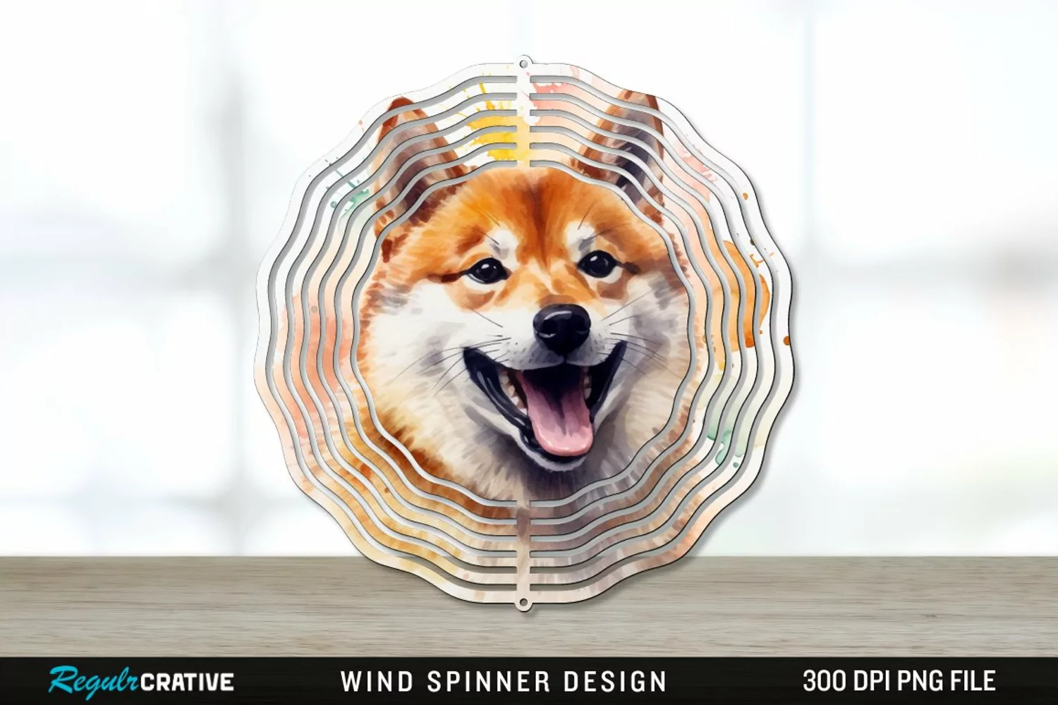 Watercolor Shiba Inu Dog Wind Spinner Sublimation PNG product image 1
