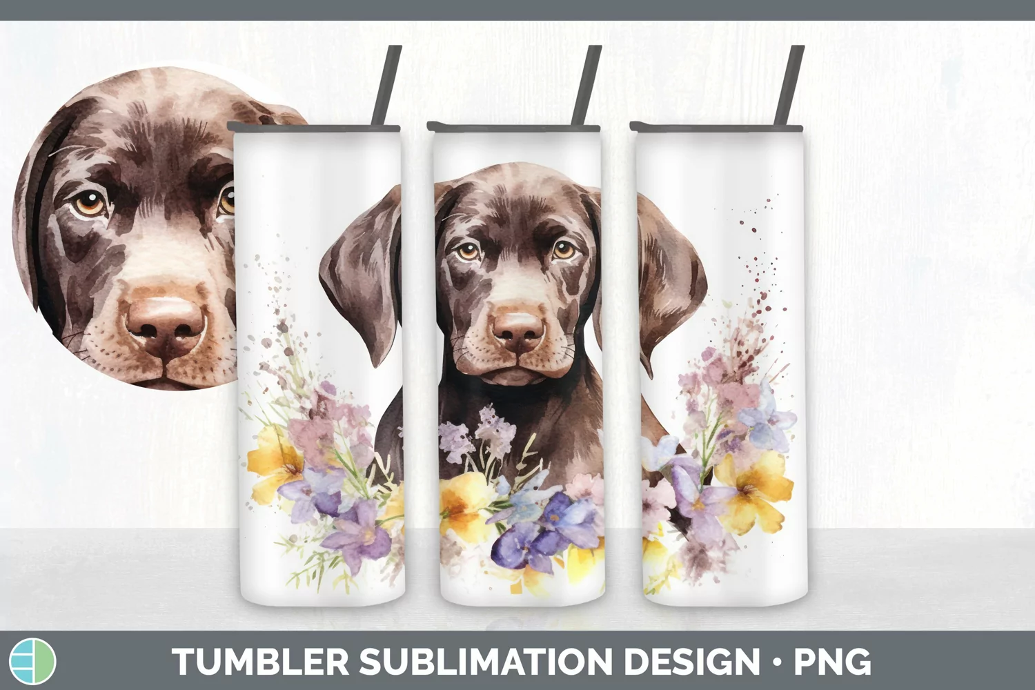 GorgeousWild Flowers Shorthaired Pointers Tumbler design.