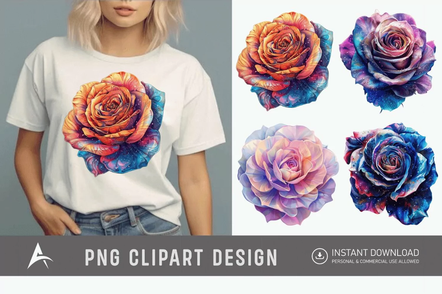 Watercolor Singe Cosmic Rose Flower Clipart product image 1