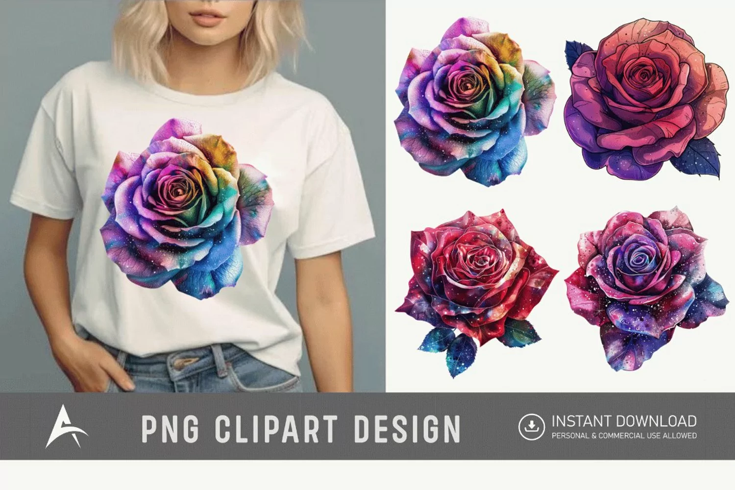 Watercolor Singe Cosmic Rose Flower Clipart product image 1