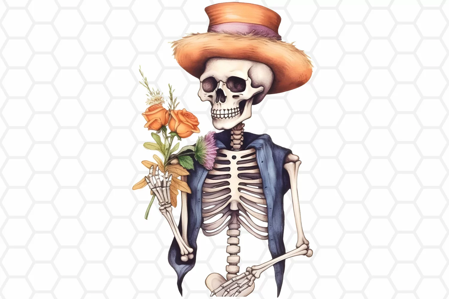 Watercolor Skeleton Clipart
