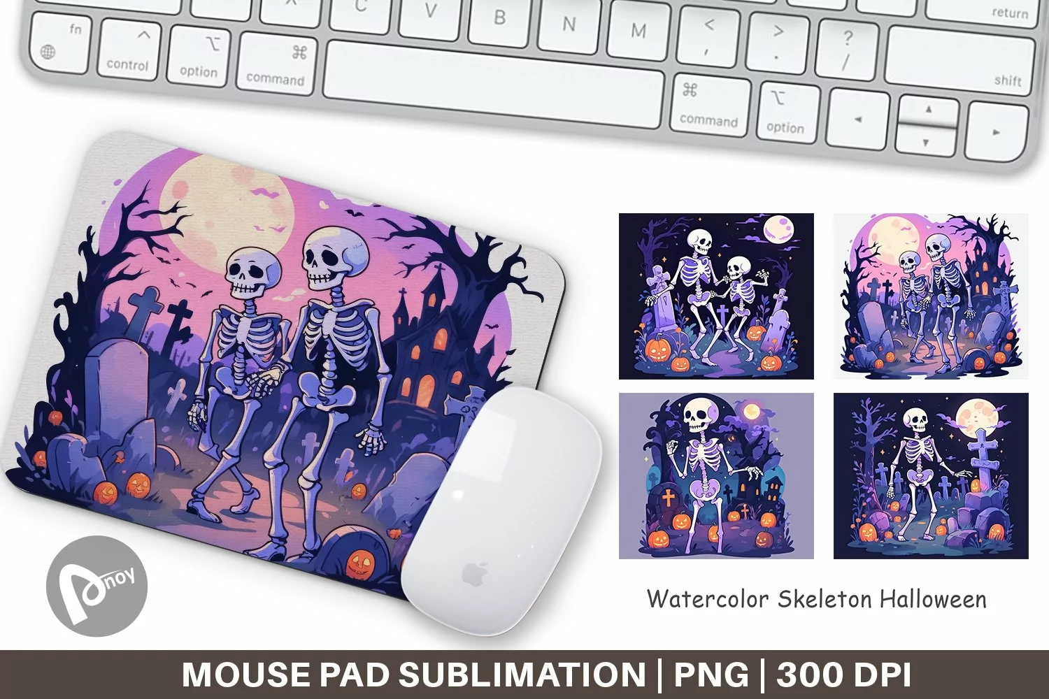 Mouse Pad Watercolor Skeleton product image 1