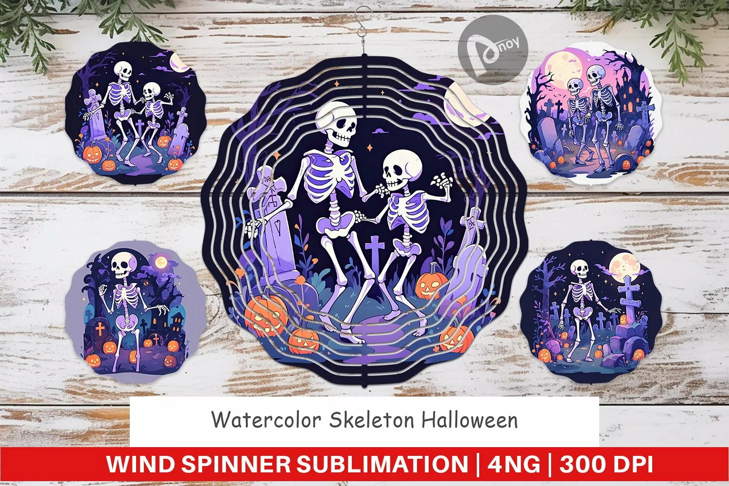 Wind Spinner Watercolor Skeleton product image 1
