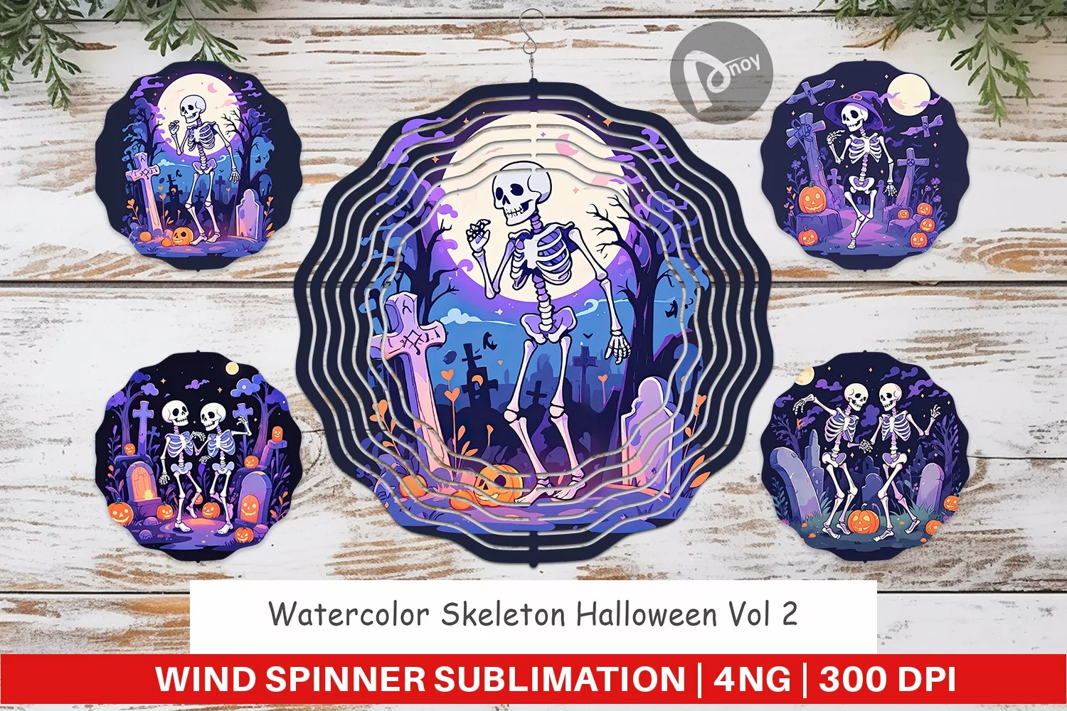 Wind Spinner Watercolor Skeleton product image 1