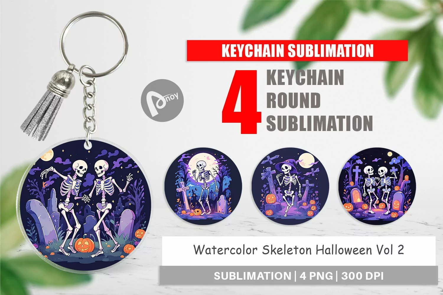Keychain Watercolor Skeleton product image 1