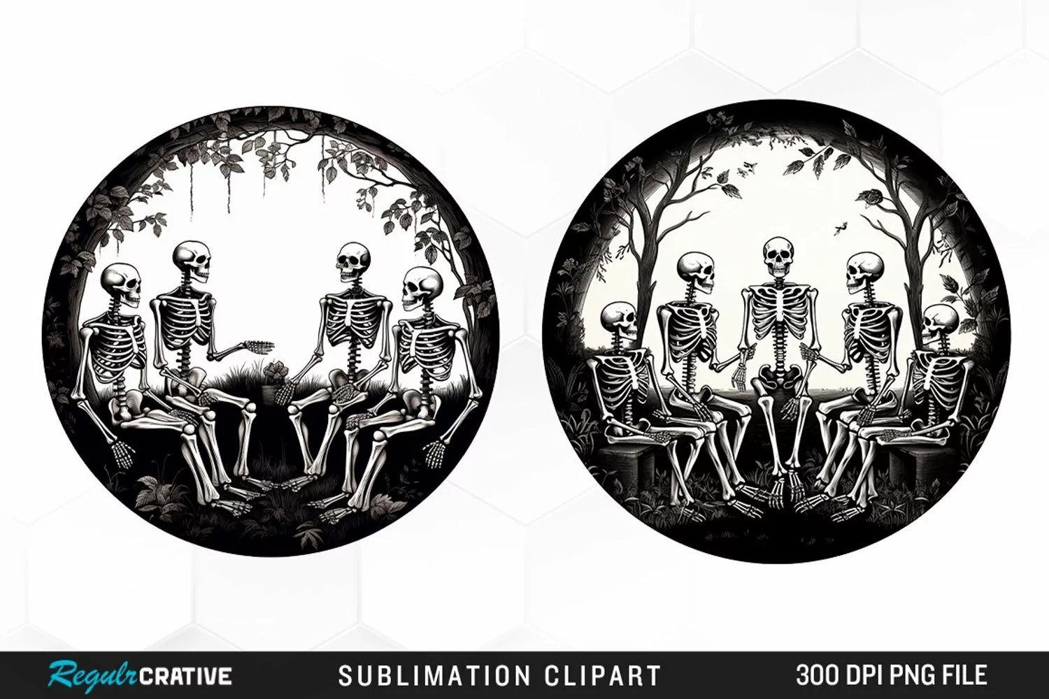 Watercolor Skeletons Halloween Exquisite Clipart product image 1