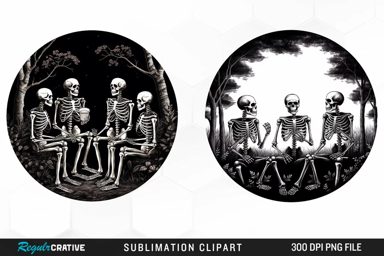 Watercolor Skeletons Halloween Exquisite Clipart product image 1