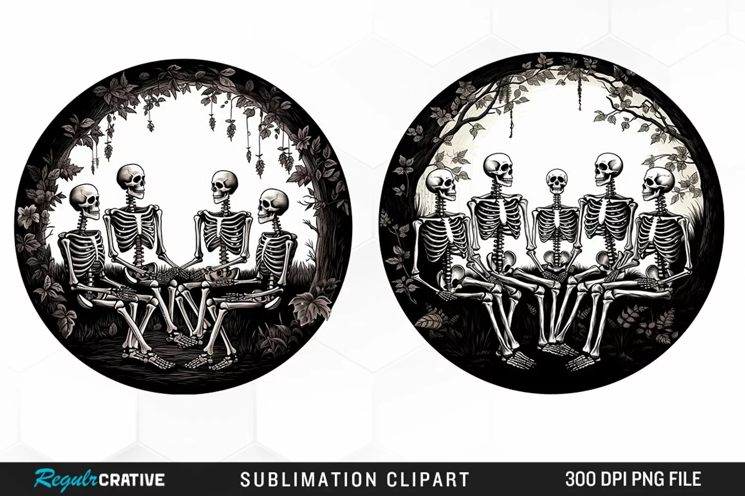 Watercolor Skeletons Halloween Exquisite Clipart product image 1