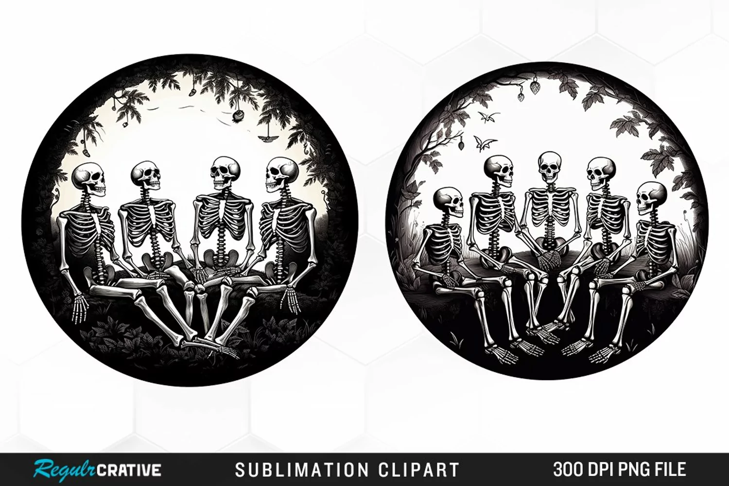 Watercolor Skeletons Halloween Exquisite Clipart product image 1