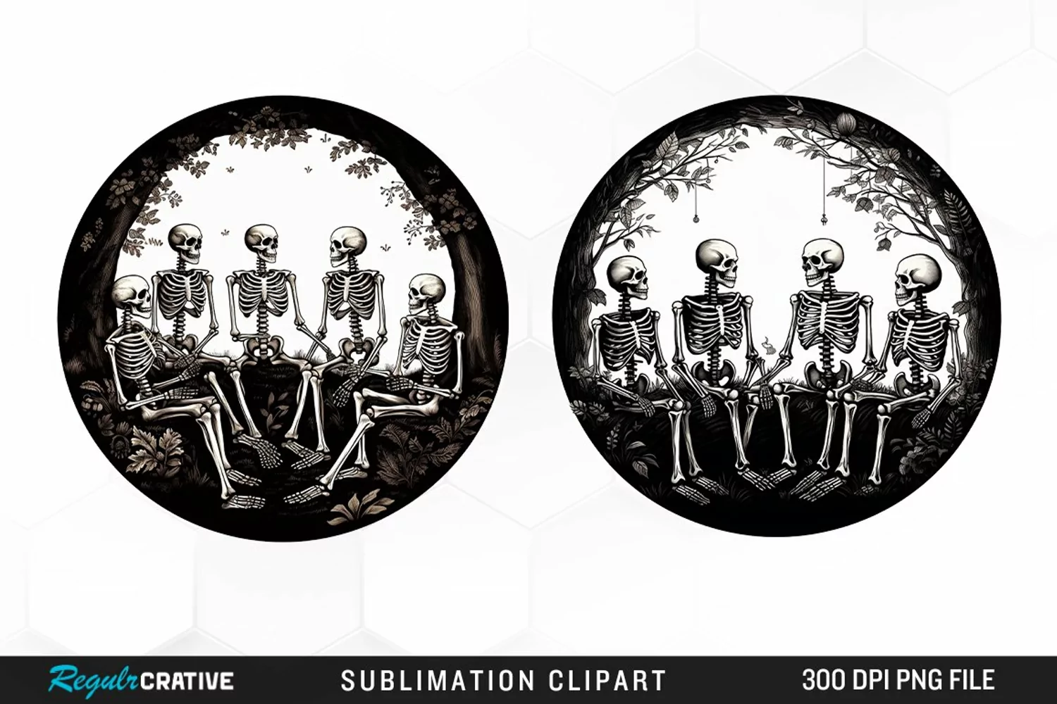 Watercolor Skeletons Halloween Exquisite Clipart product image 1