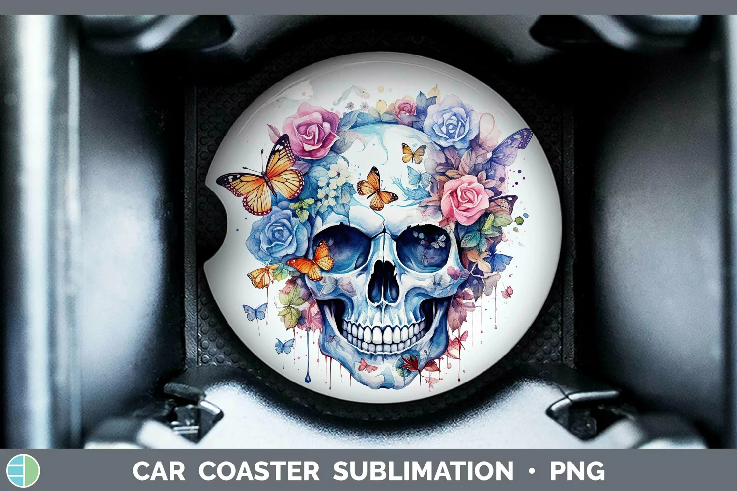 GorgeousWatercolor Car Coaster design.