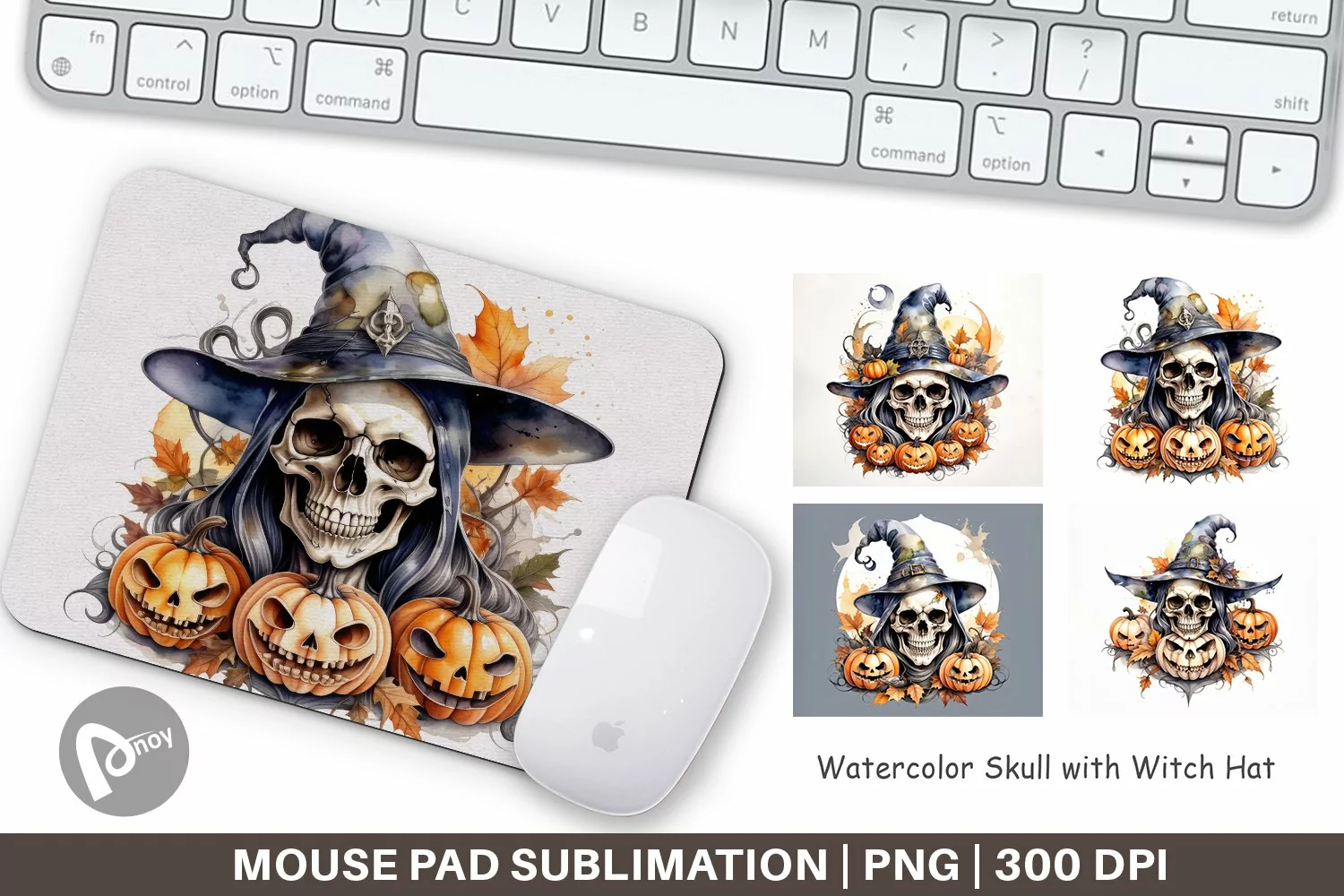 Mouse Pad Watercolor Skull product image 1