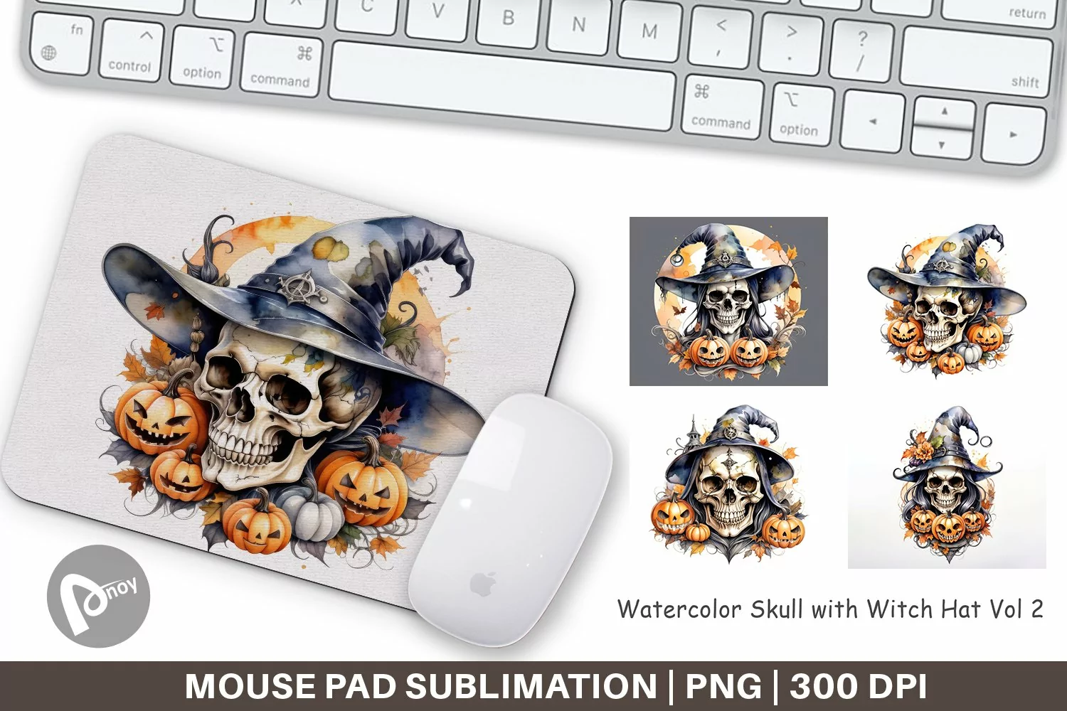 Mouse Pad Watercolor Skull product image 1