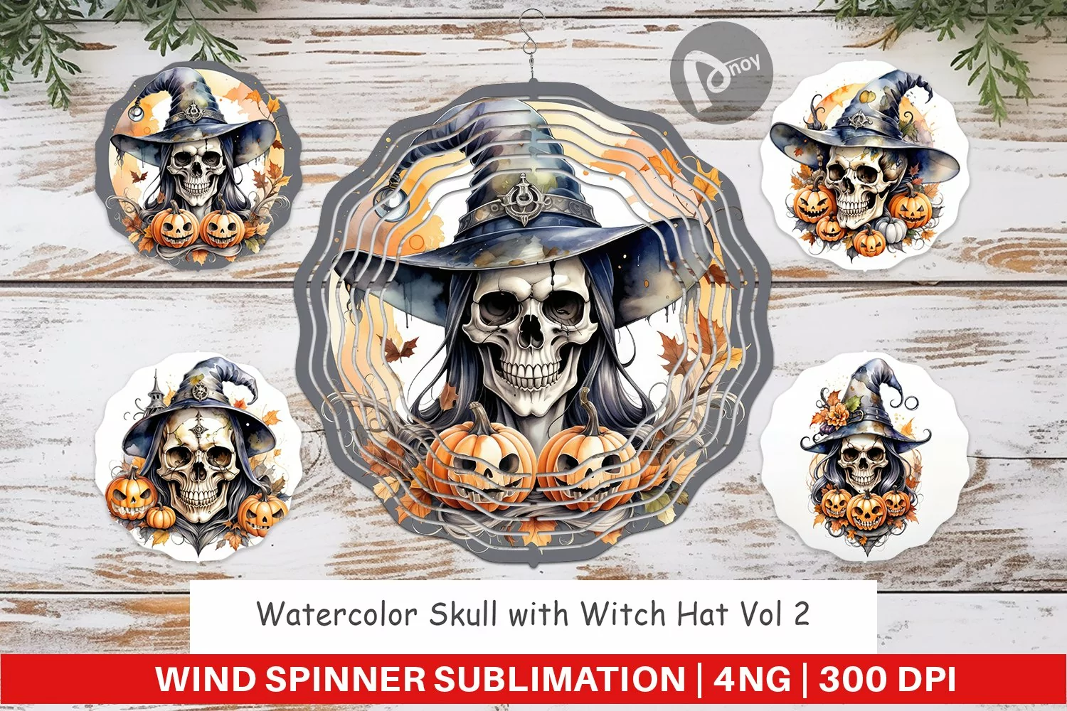 Wind Spinner Watercolor Skull product image 1