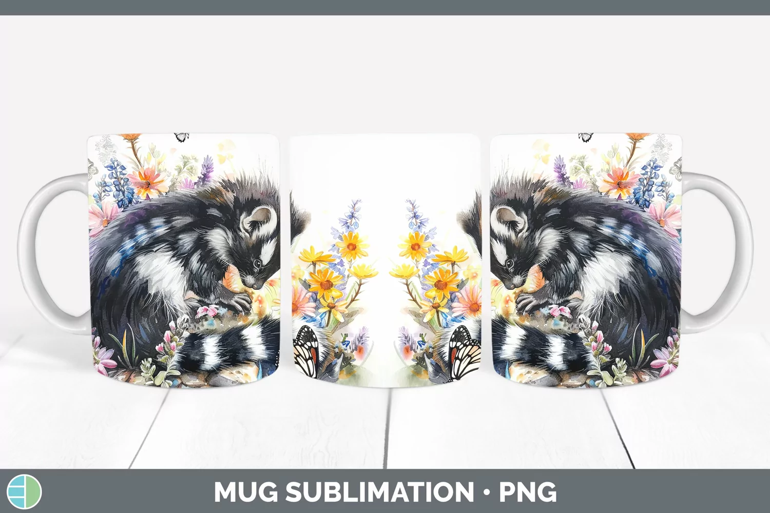 GorgeousWatercolor Mug Wrap design.