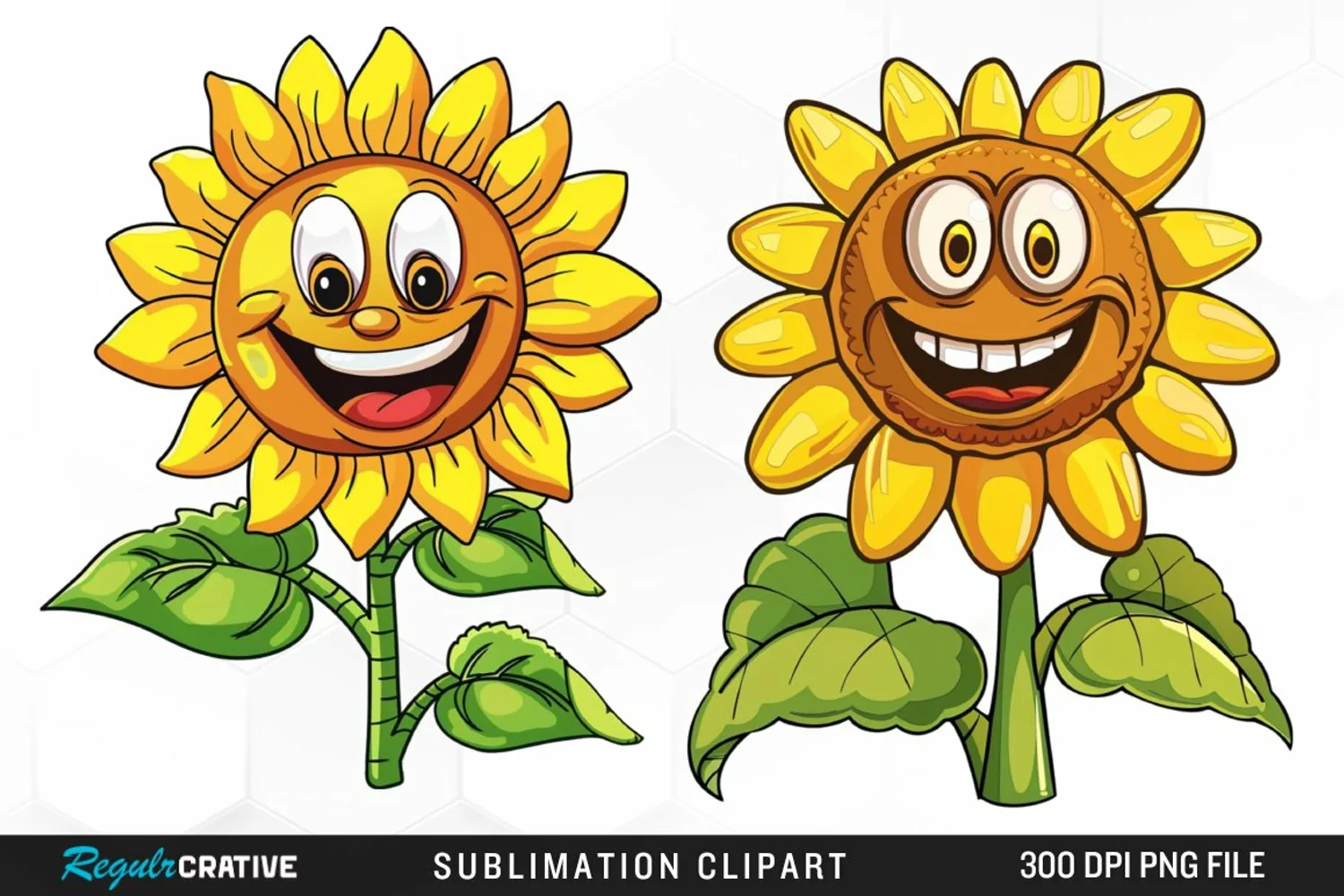 Watercolor Smiling Sunflower Sublimation Clipart product image 1