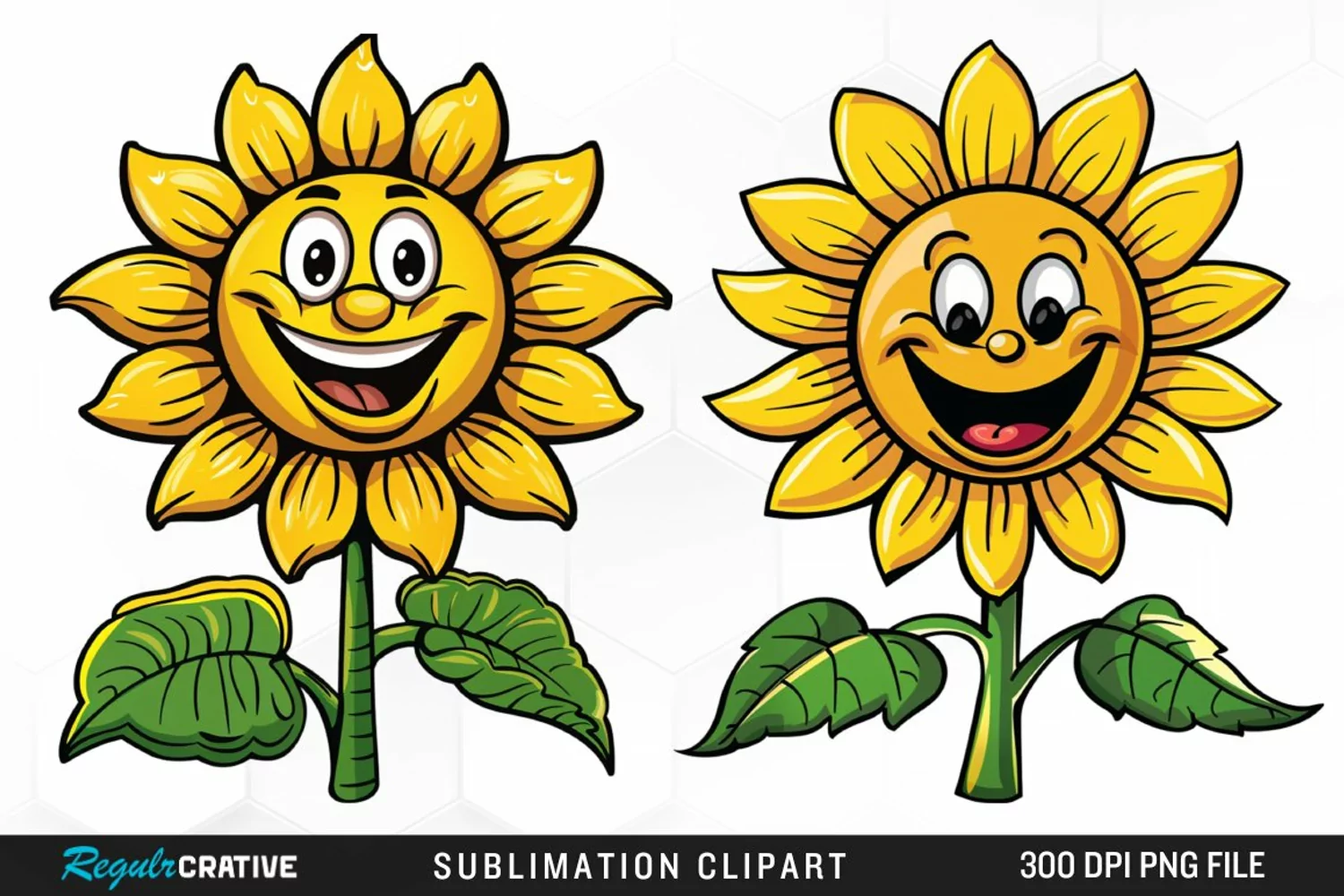 Watercolor Smiling Sunflower Illustration Clipart product image 1
