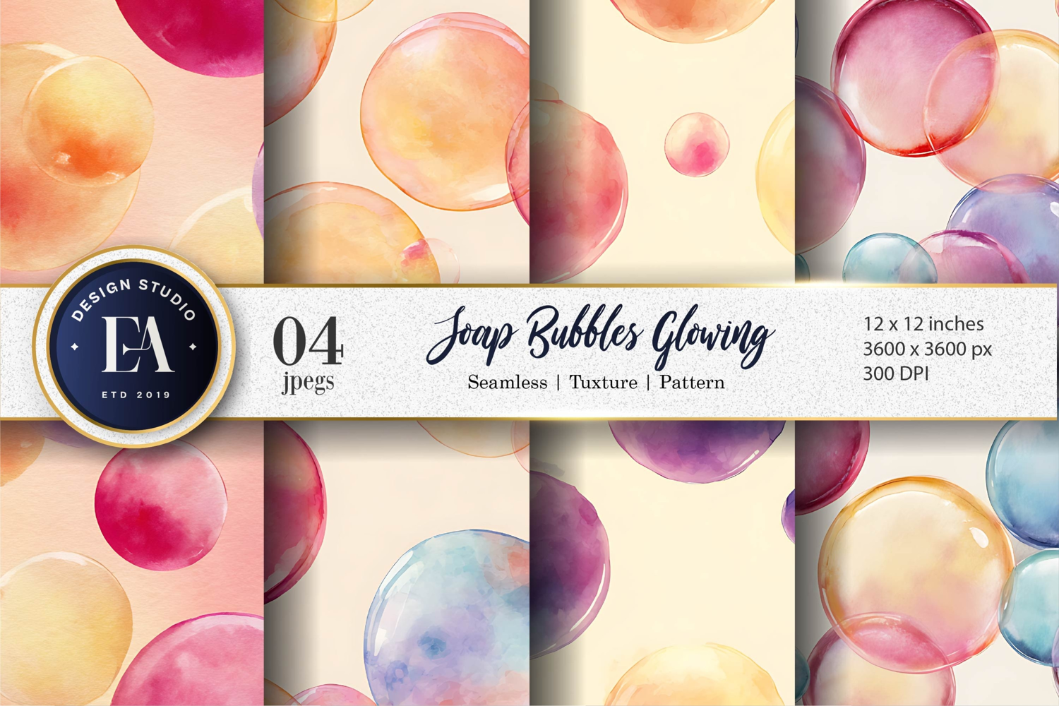 Floating Soap Bubbles Watercolor Seamless Digital Paper product image 1