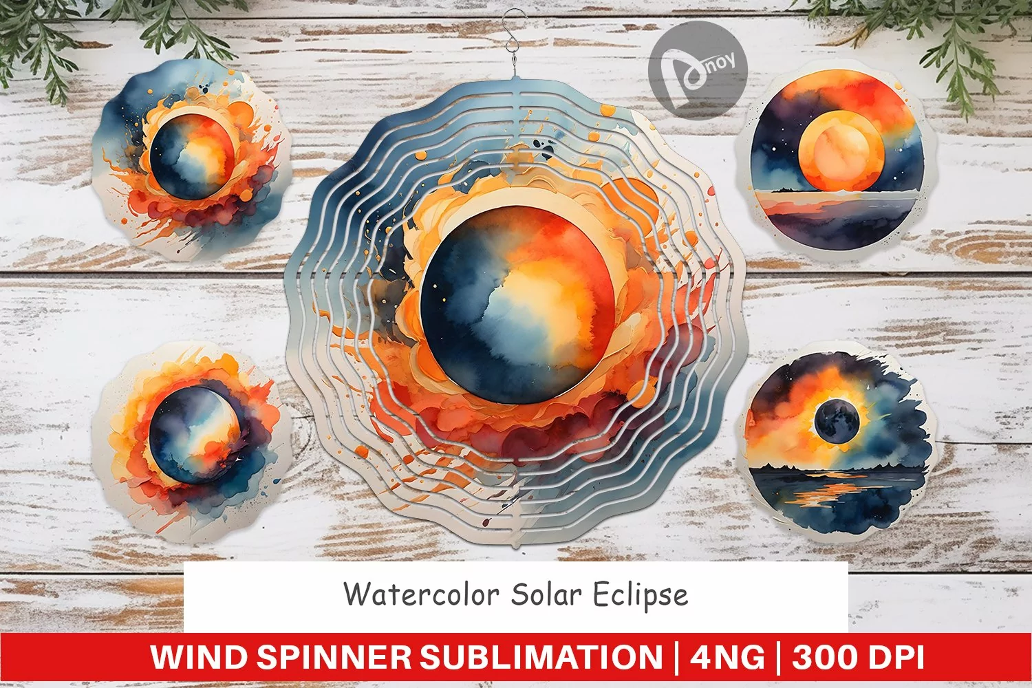 Wind Spinner Watercolor Solar Eclipse product image 1