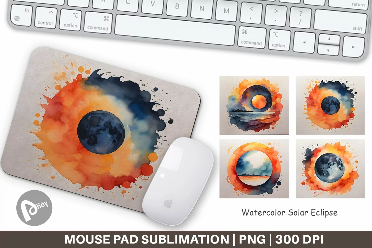 Mouse Pad Watercolor Solar Eclipse product image 1