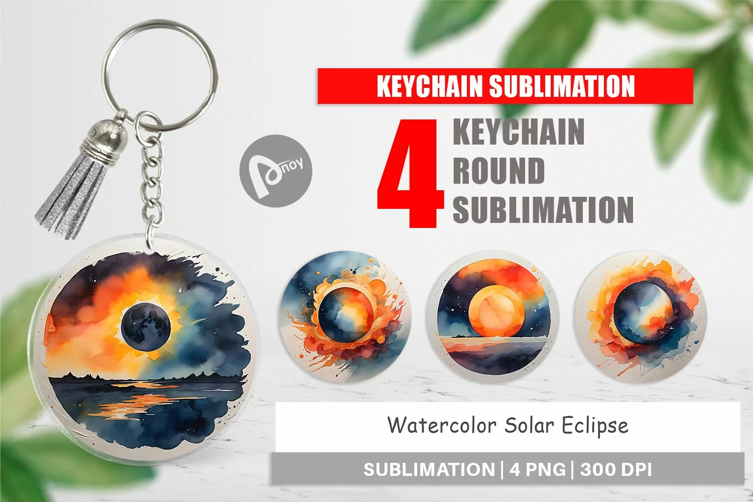 Keychain Watercolor Solar Eclipse product image 1