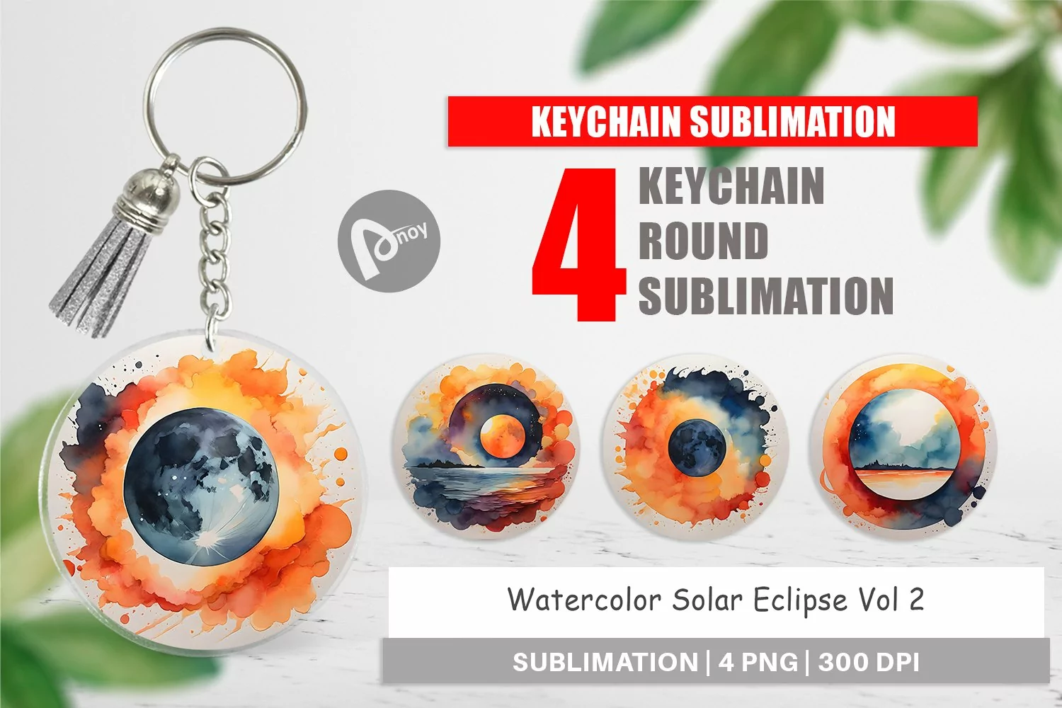 Keychain Watercolor Solar Eclipse product image 1