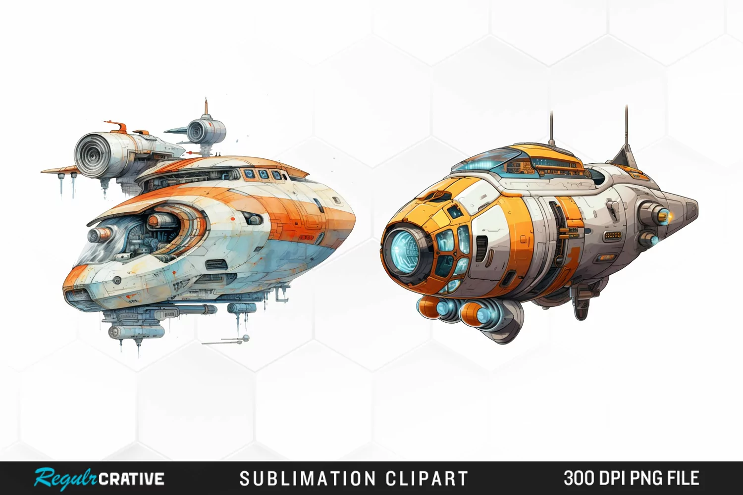 Watercolor Spaceship Exquisite Clipart product image 1