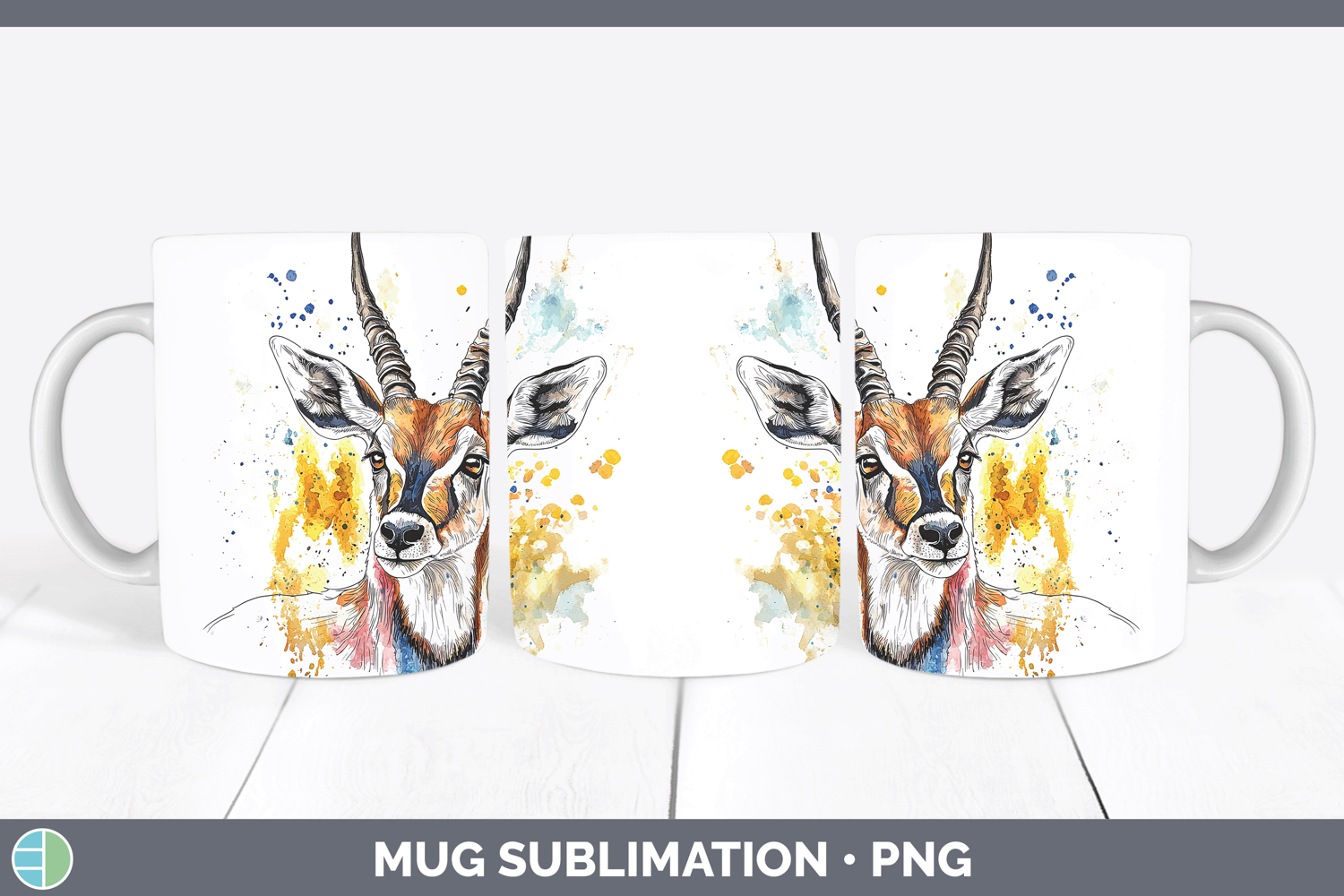 GorgeousWatercolor Splash Mug Wrap design.