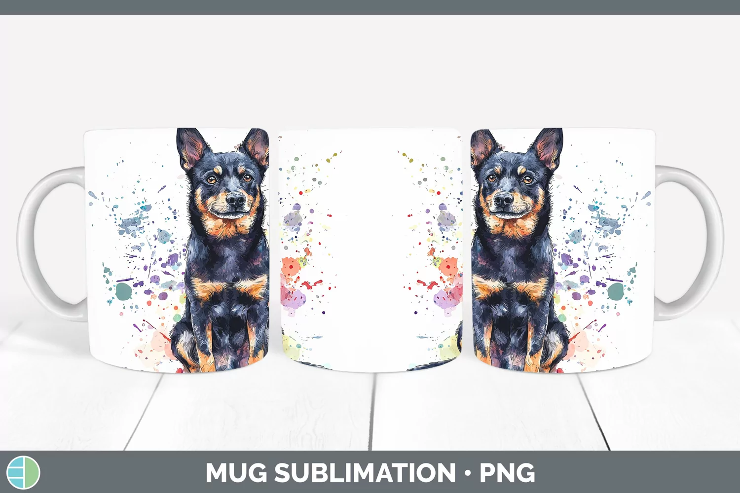 GorgeousWatercolor Splash Mug Wrap design.