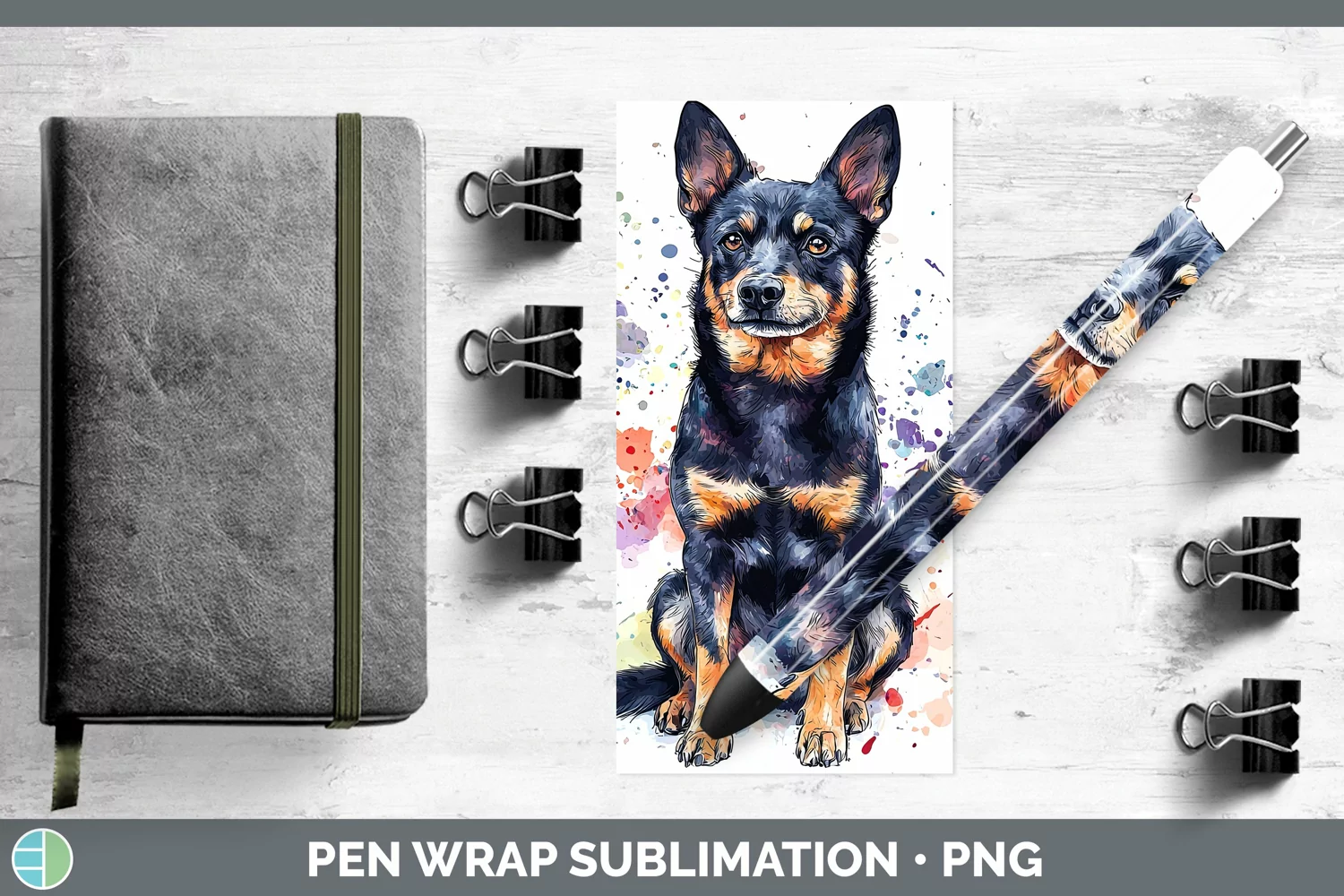 GorgeousWatercolor Splash Pen Wrap design.
