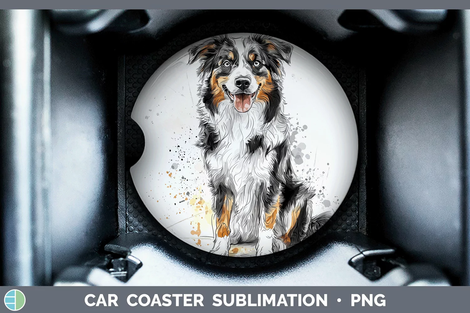 GorgeousWatercolor Splash Car Coaster design.