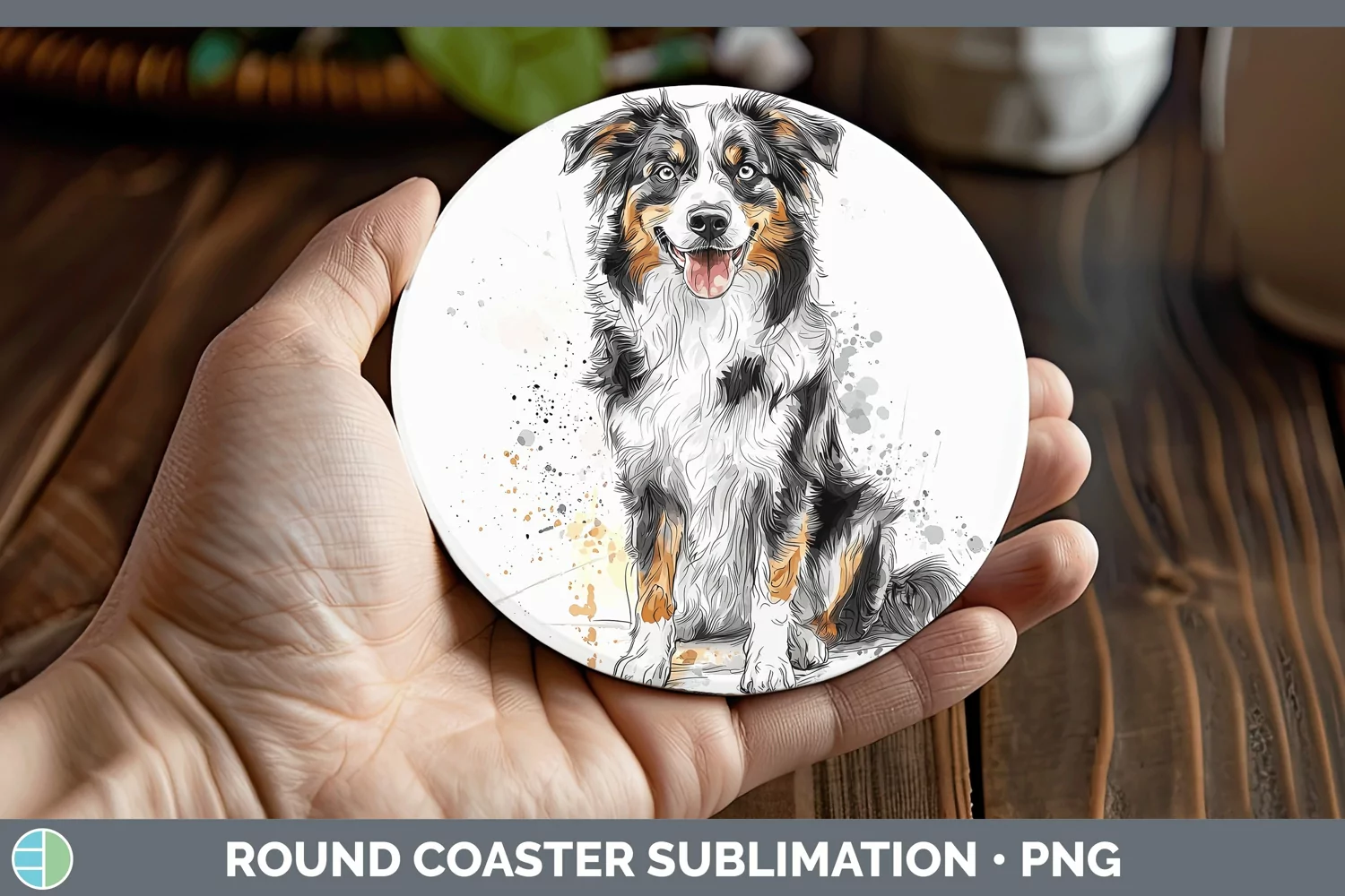 GorgeousWatercolor Splash Round Coaster design.