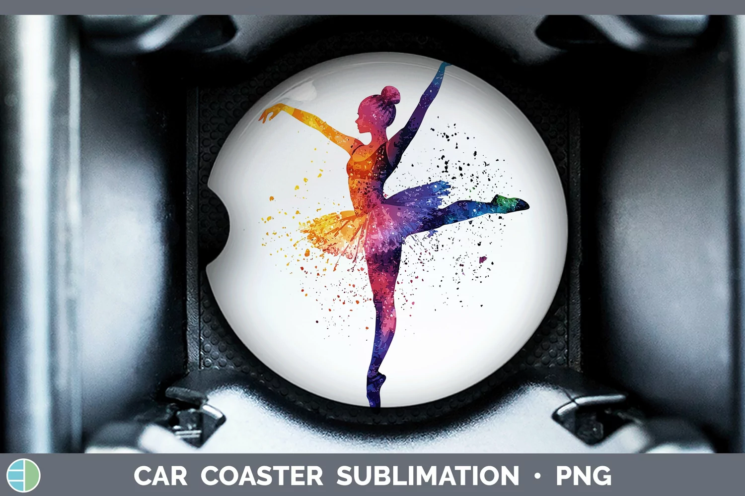 GorgeousWatercolor Splash Car Coaster design.