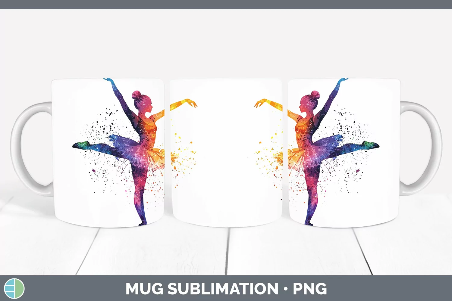GorgeousWatercolor Splash Mug Wrap design.