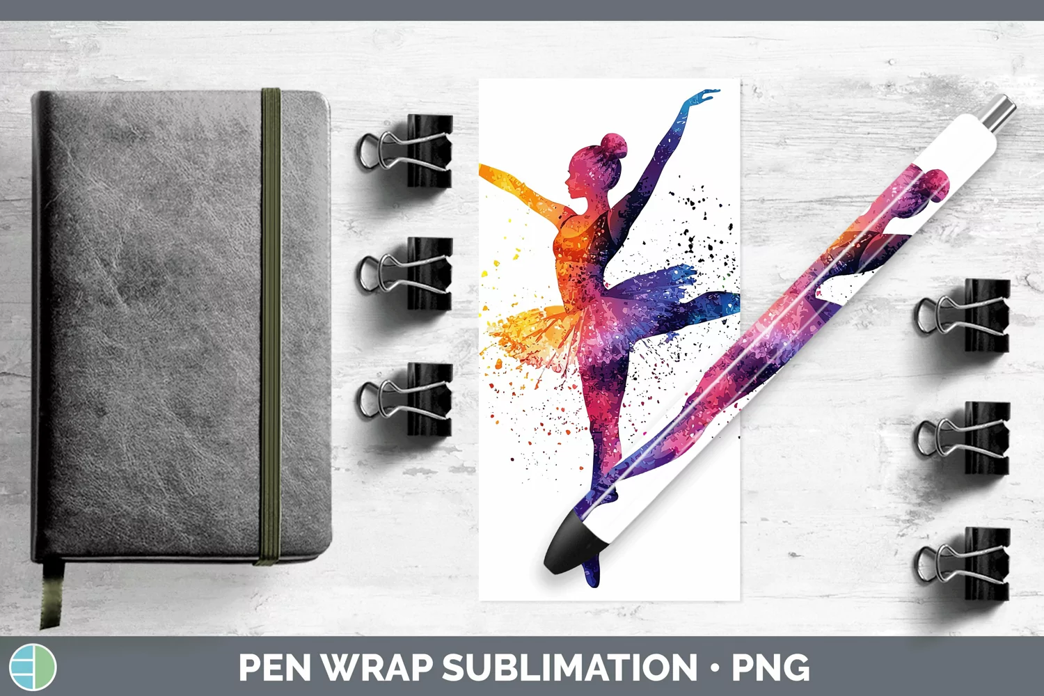 GorgeousWatercolor Splash Pen Wrap design.