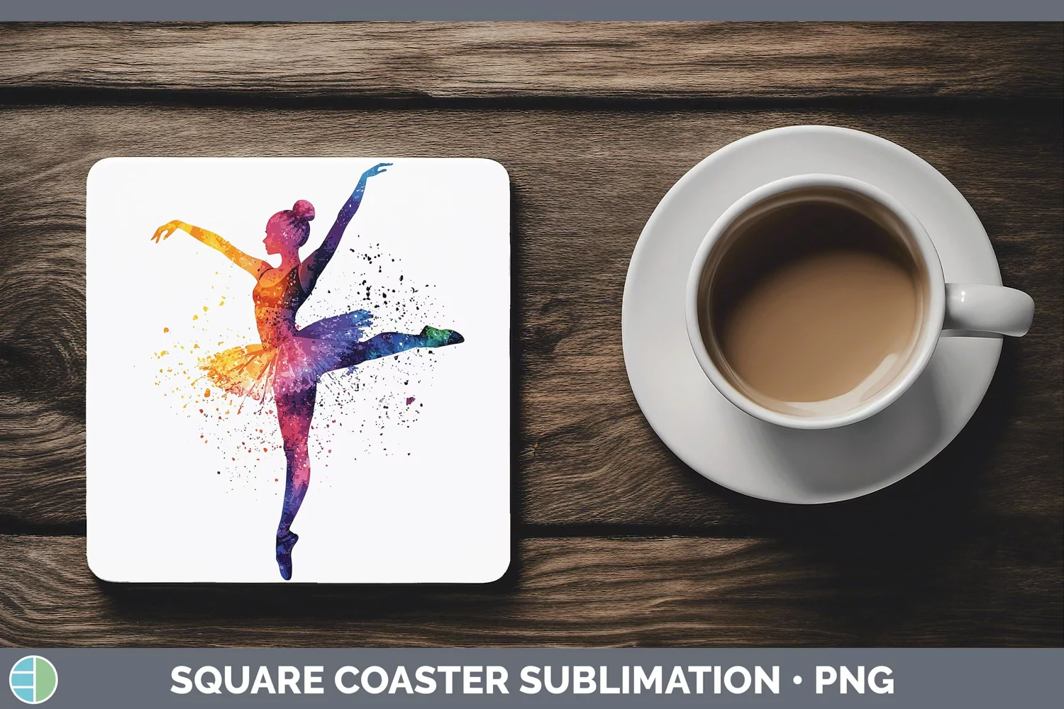 GorgeousWatercolor Splash Square Coaster design.