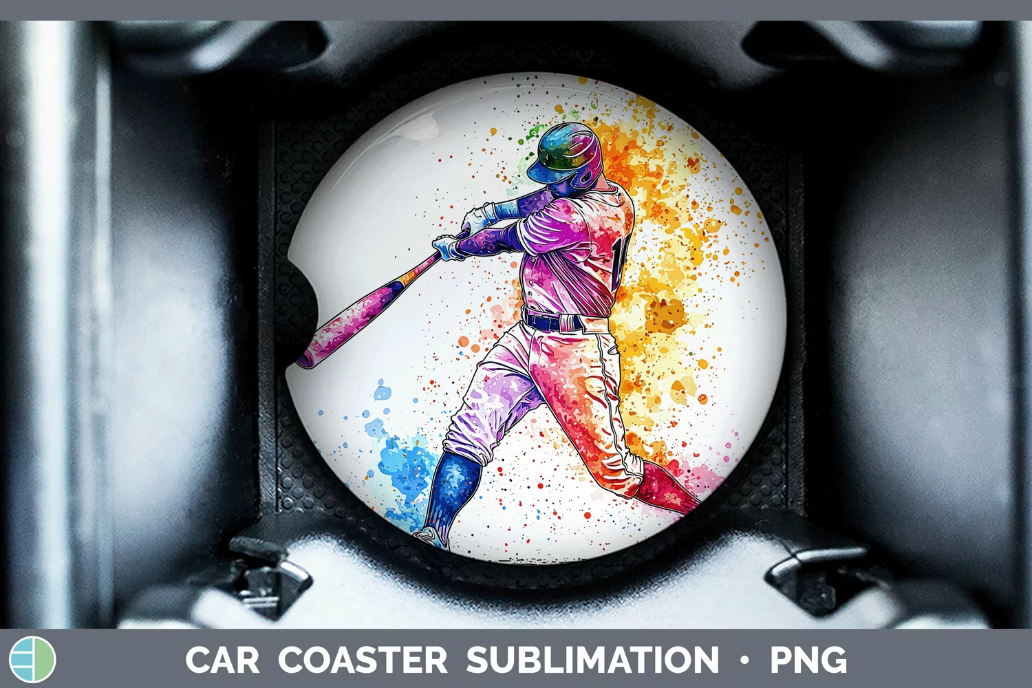 GorgeousWatercolor Splash Car Coaster design.