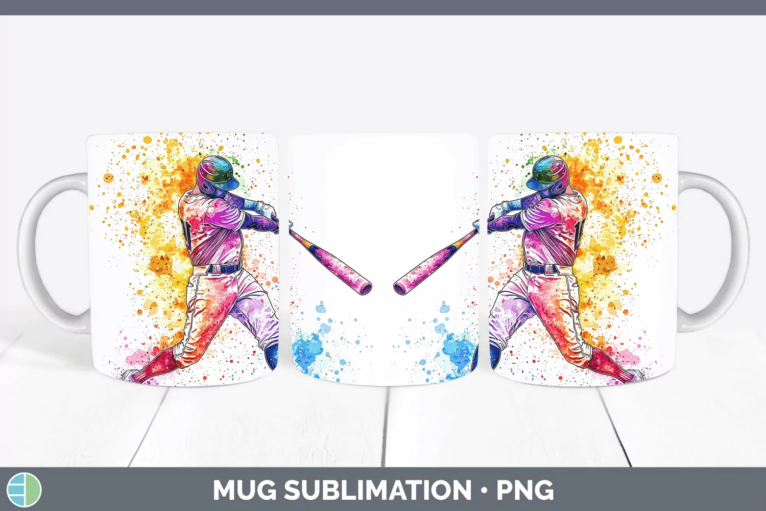 GorgeousWatercolor Splash Mug Wrap design.
