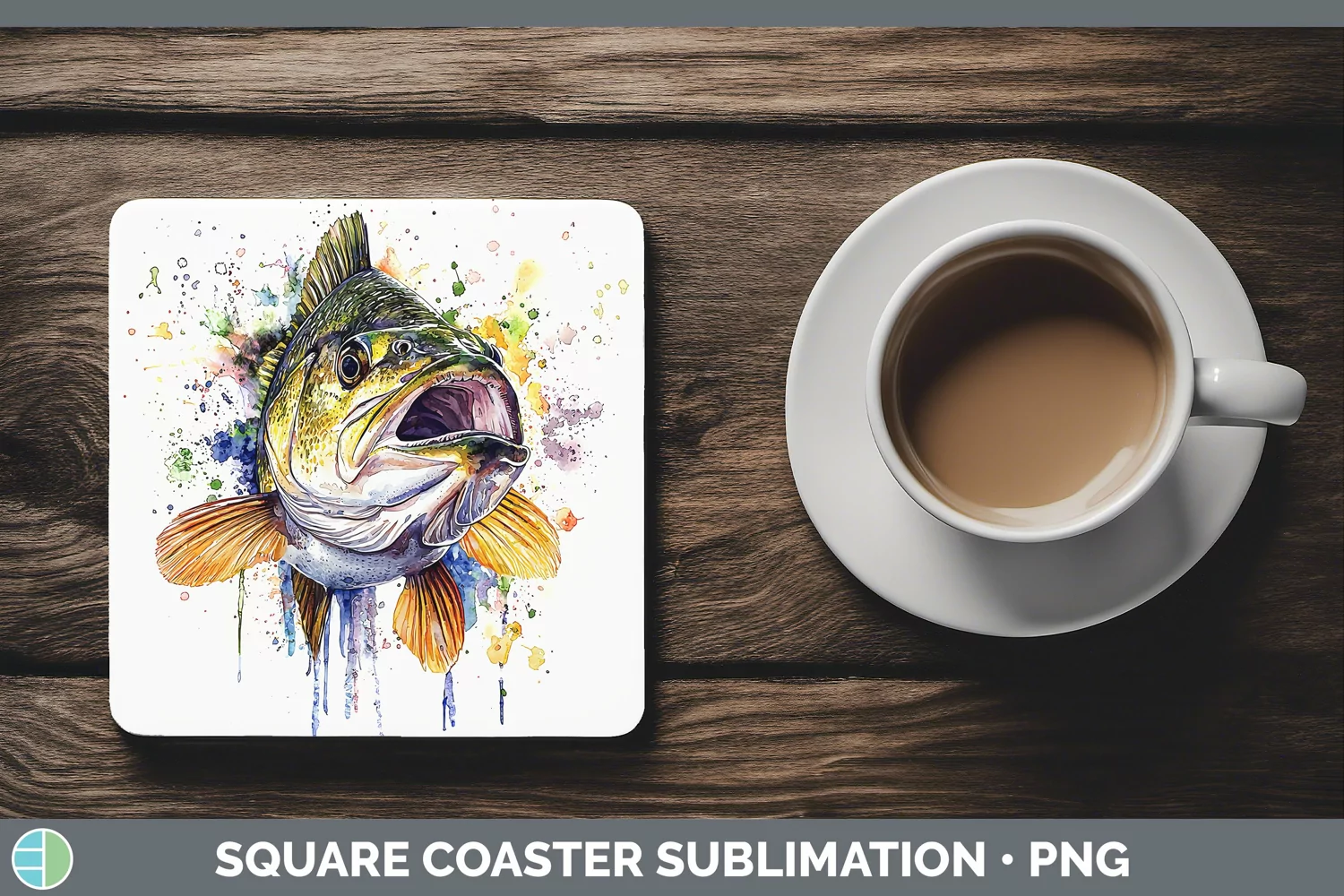 GorgeousWatercolor Splash Square Coaster design.