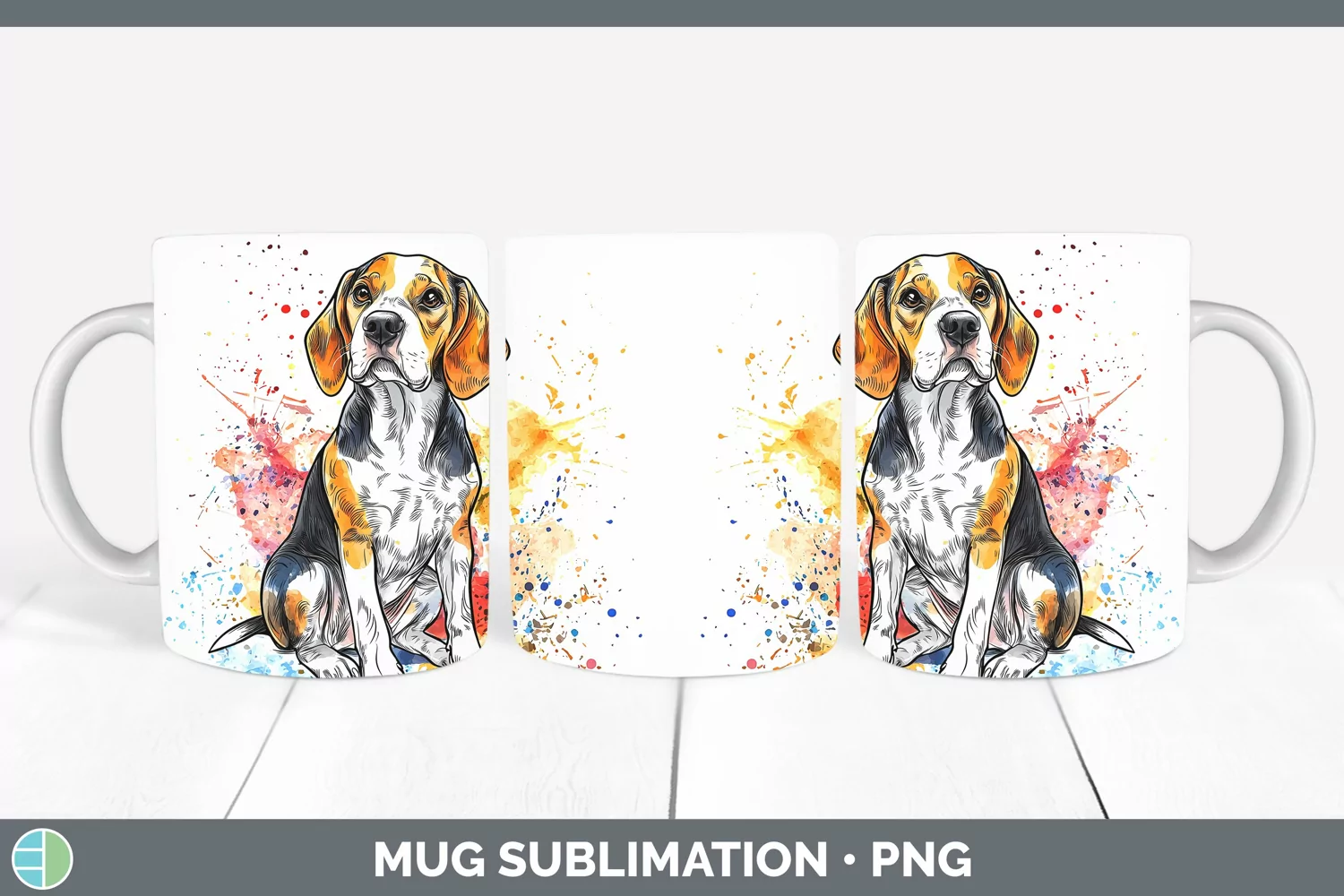 GorgeousWatercolor Splash Mug Wrap design.
