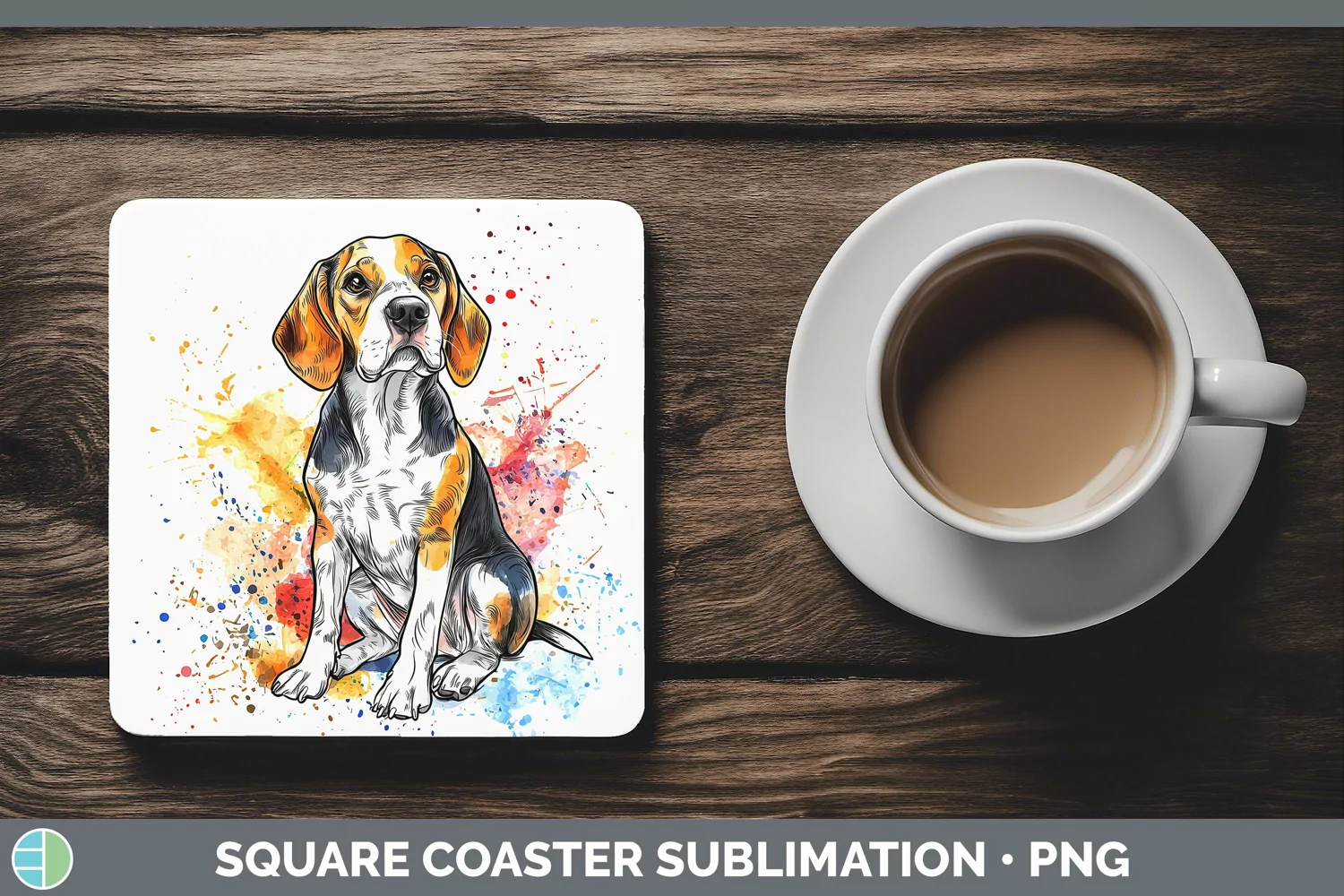 GorgeousWatercolor Splash Square Coaster design.