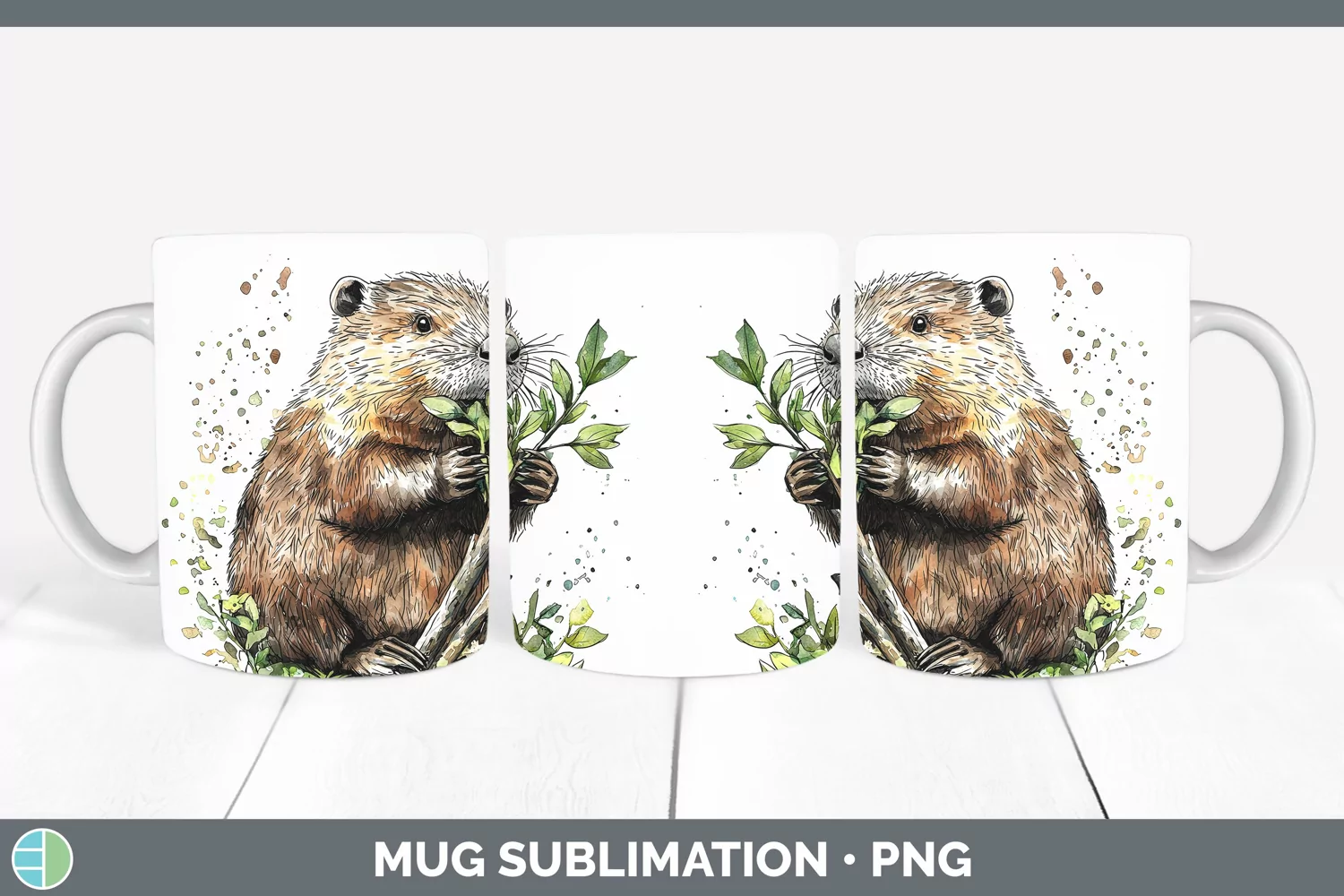 GorgeousWatercolor Splash Mug Wrap design.