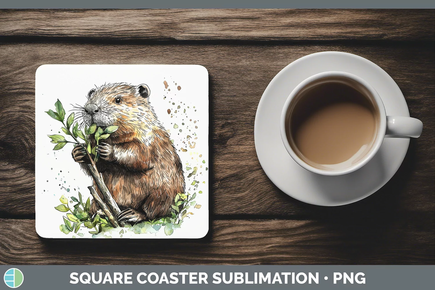 GorgeousWatercolor Splash Square Coaster design.