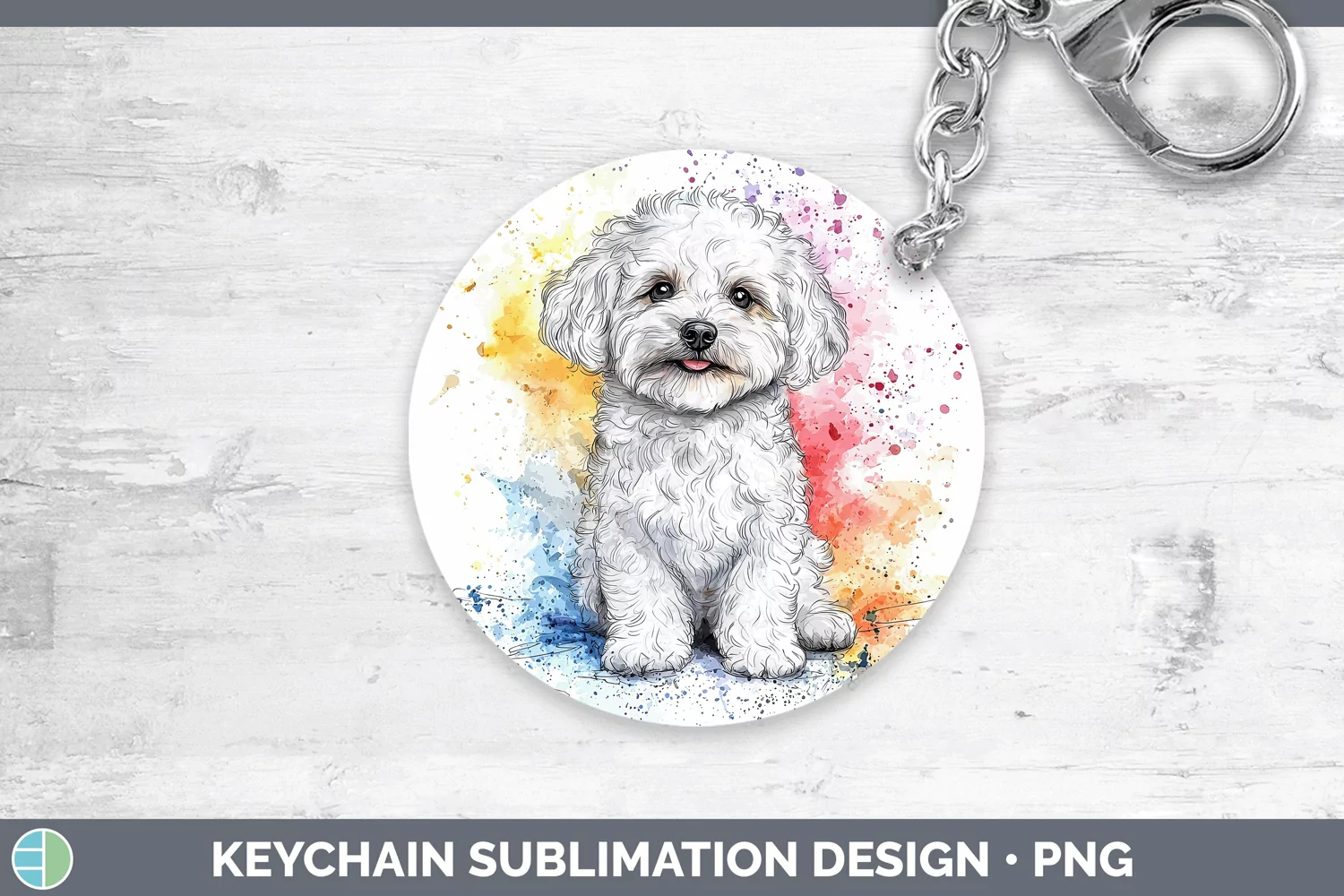 GorgeousWatercolor Splash Keychain design.