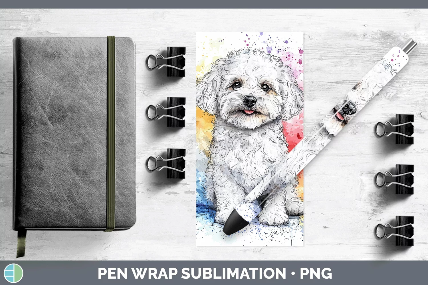 GorgeousWatercolor Splash Pen Wrap design.